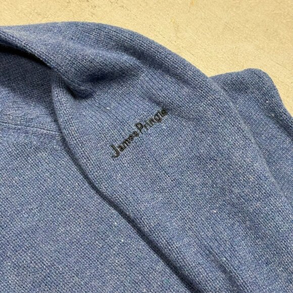 James Pringle Lambswool Cashmere Sweater Crewneck Knit Blue Small - Picture 5 of 8